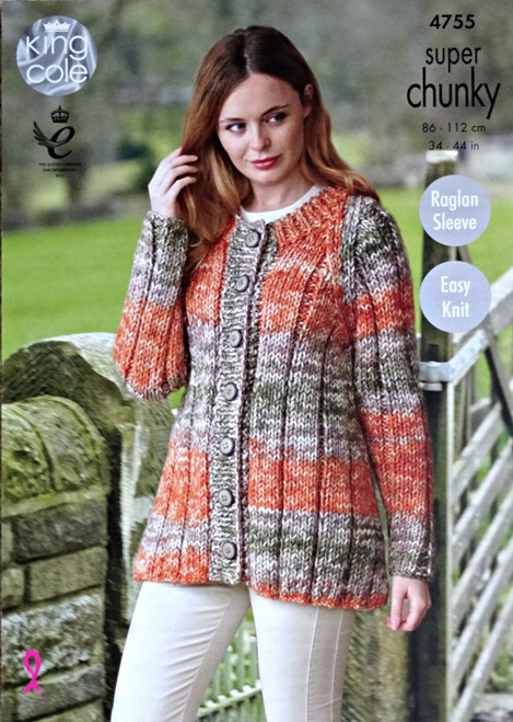 4755-Cardigans Knitted with Big Value Super Chunky Tints