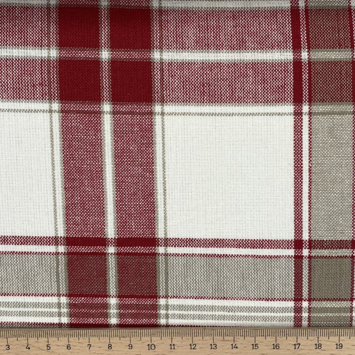 Wine Southwold Plaid 100% Cotton Canvas-weight Fabric, 140cm/55in wide, Sold Per HALF Metre Wine Southwold Plaid 100% Cotton Canvas-weight Fabric, 140cm/55in wide, Sold Per HALF Metre