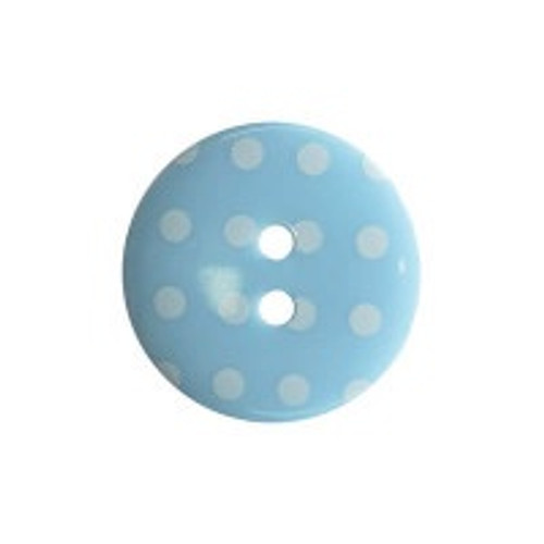 Pale Blue & White Polka Dot Buttons, 18mm Diameter, Sold Individually