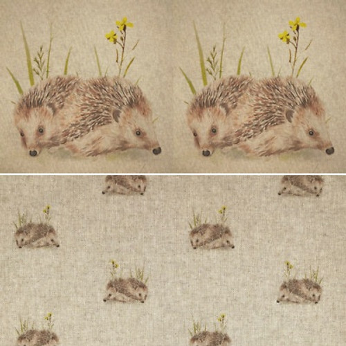 Hedgehog (All-Over) Digital Print on Natural Linen-Look Panama Fabric, 140cm/55in wide, Sold Per HALF Metre