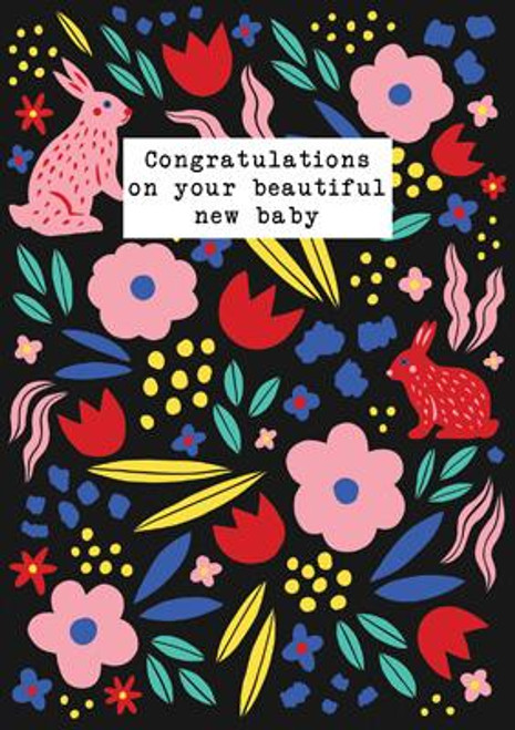 Beautiful New Baby (Rabbits) Greeting Card Beautiful New Baby (Rabbits) Greeting Card