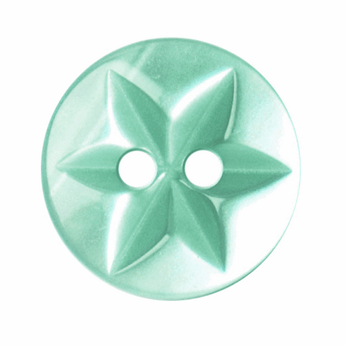 Green Turquoise Star Button, 13mm (1/2in) Diameter (Sold Individually)