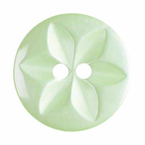 Pale Green Star Button, 16mm (5/8in) Diameter (Sold Individually)