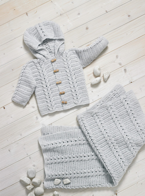 JB702 - Double Knit Hooded Jacket & Blanket- Crochet