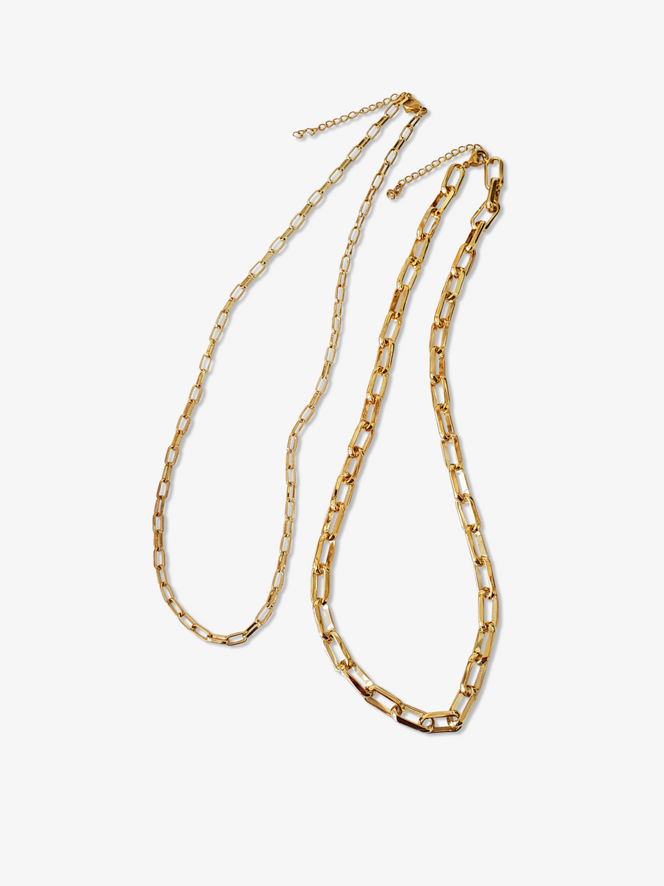 LOCK & SQUARE PENDANT CHAIN-LINK STATEMENT GOLD-TONED LAYERED NECKLACE