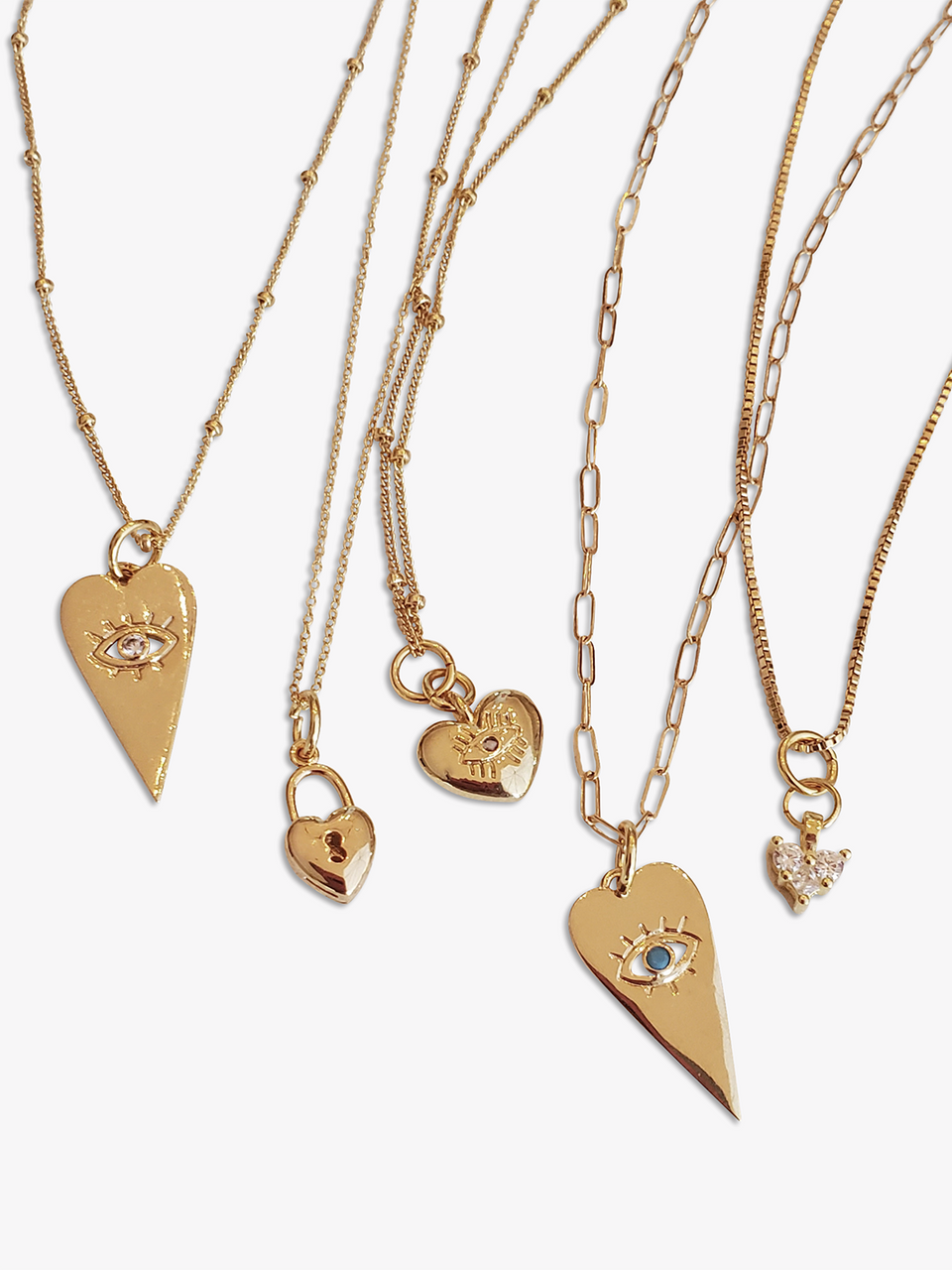 14k Gold Filled Necklace With Dainty Heart Pendant, 5 Styles