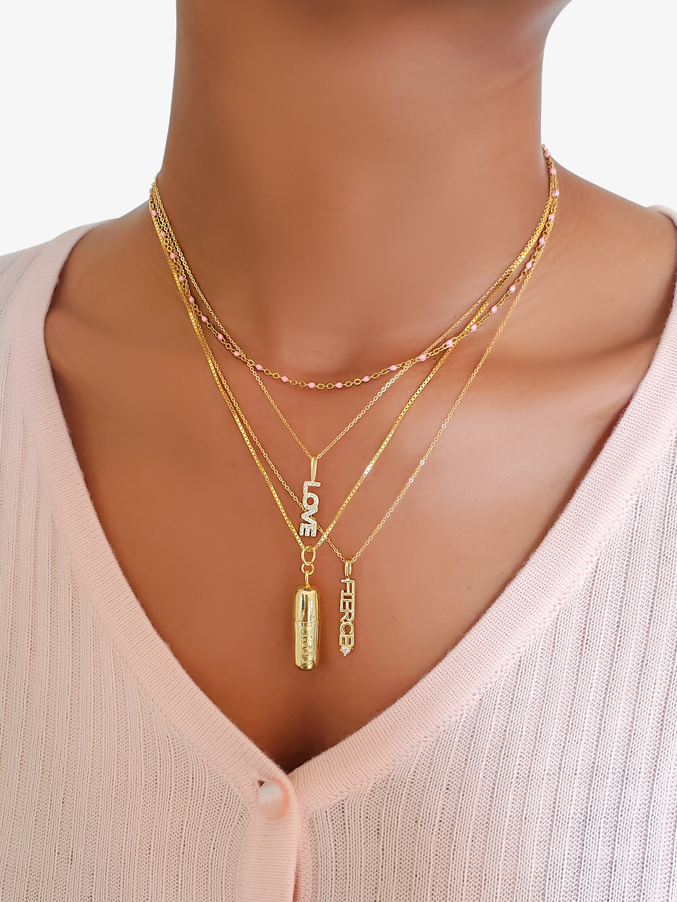 FJ Big Pendant in Paper clip Chain High Quality Elegant Necklace  Hypoallergenic Not Tarnished