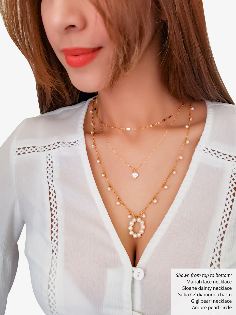 Best All Around Necklace: Gold Chain, Gold Bead Accents Adjustable 16/18 Inches