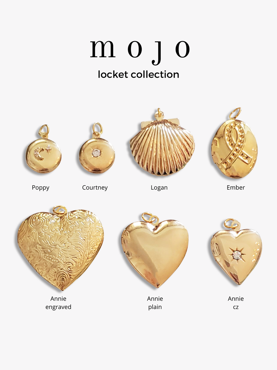 Gold Locket Necklace Pendant Collection 7 Styles Poppy