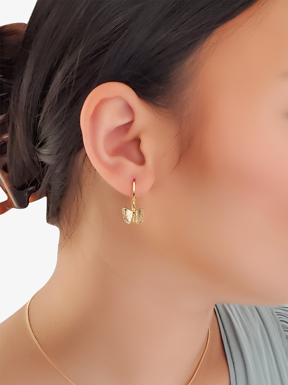 earring charm 18k gold mixed design