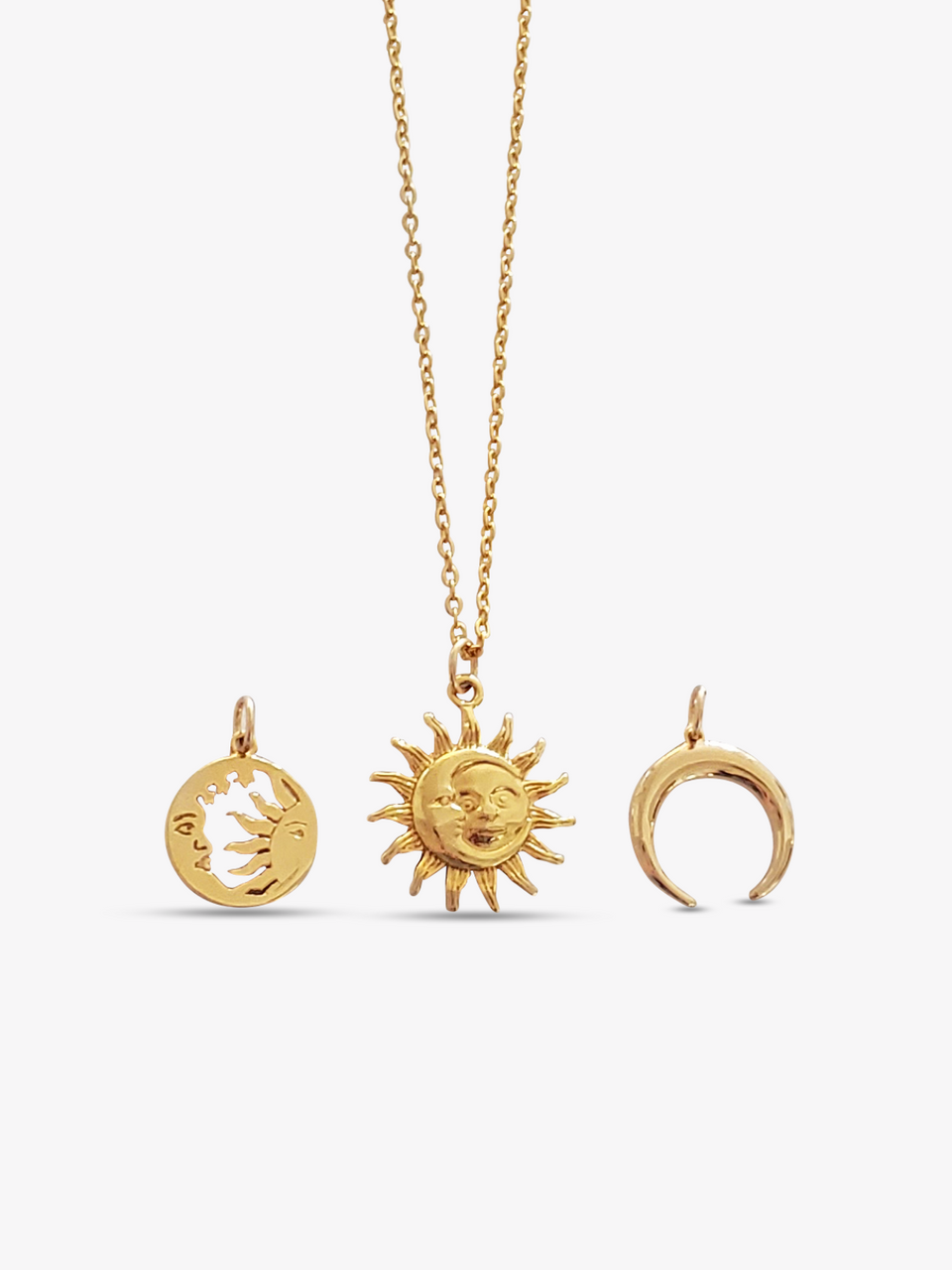 Crescent moon & gold sun/moon necklace Silver x Gold – momocreatura