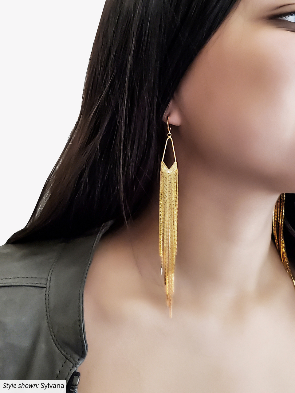 Gold Fringe Tassel Earrings - Extra Long