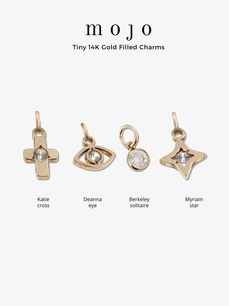 14K Gold Filled Tiny CZ Bracelet Charm Collection, 4 Style Options