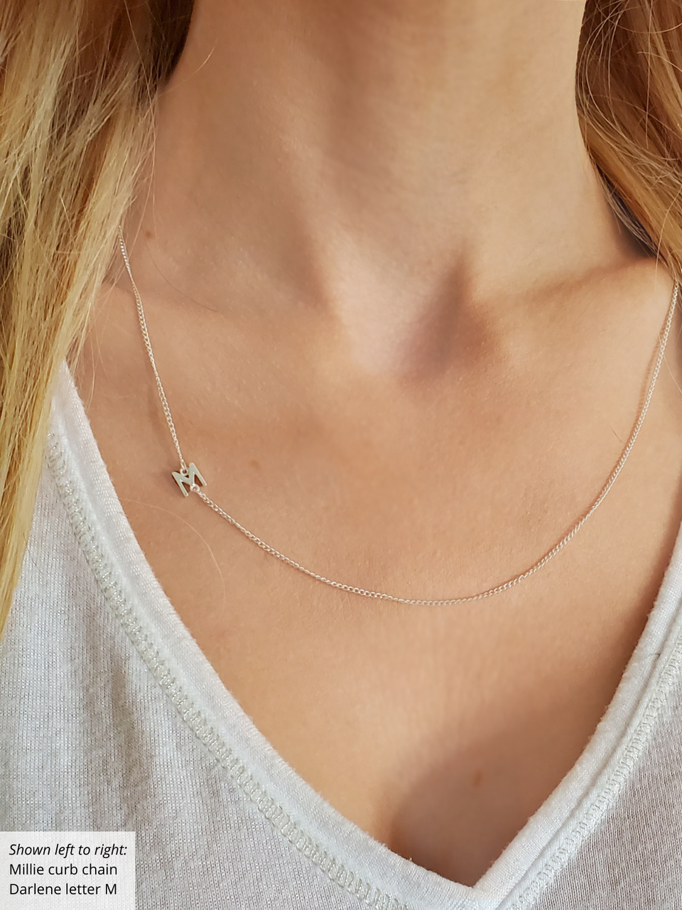 Darlene Tiny Necklace Initial Connector, 925 Sterling Silver