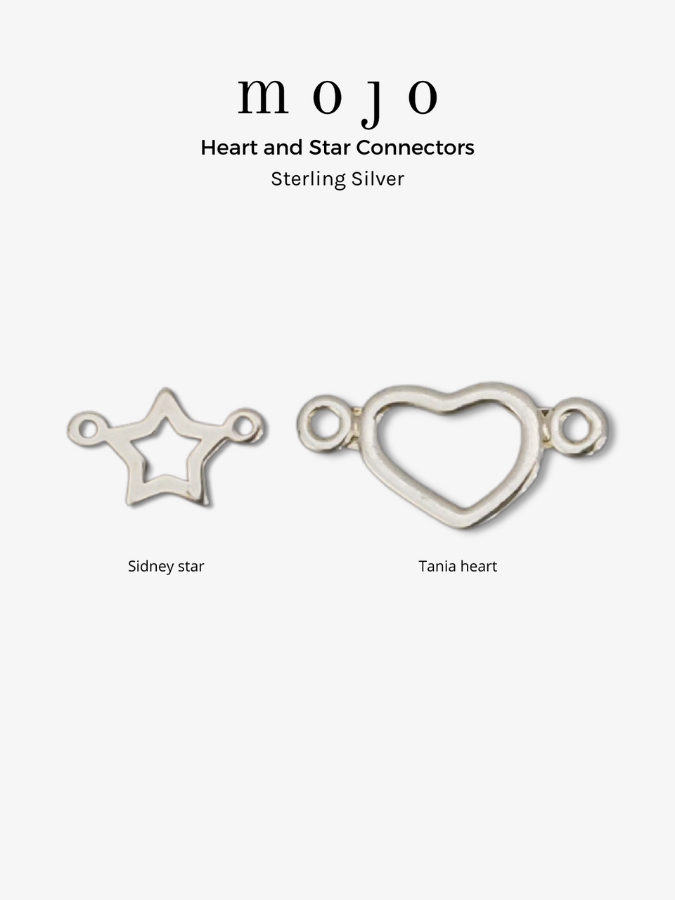 Tania Heart and Sidney Star Necklace Connectors, Sterling Silver