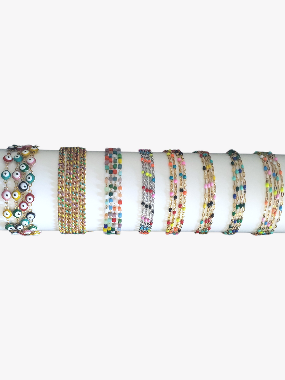 Amager, Rainbow Stainless Steel Cable Chain Bracelet, In stock!