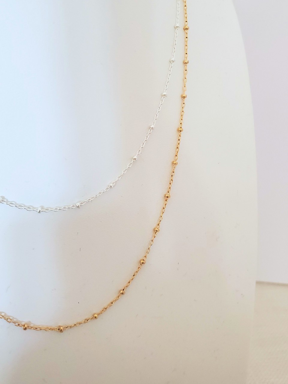 Kimberly Unfinished Beaded Satellite Necklace Chain, Gold Filled