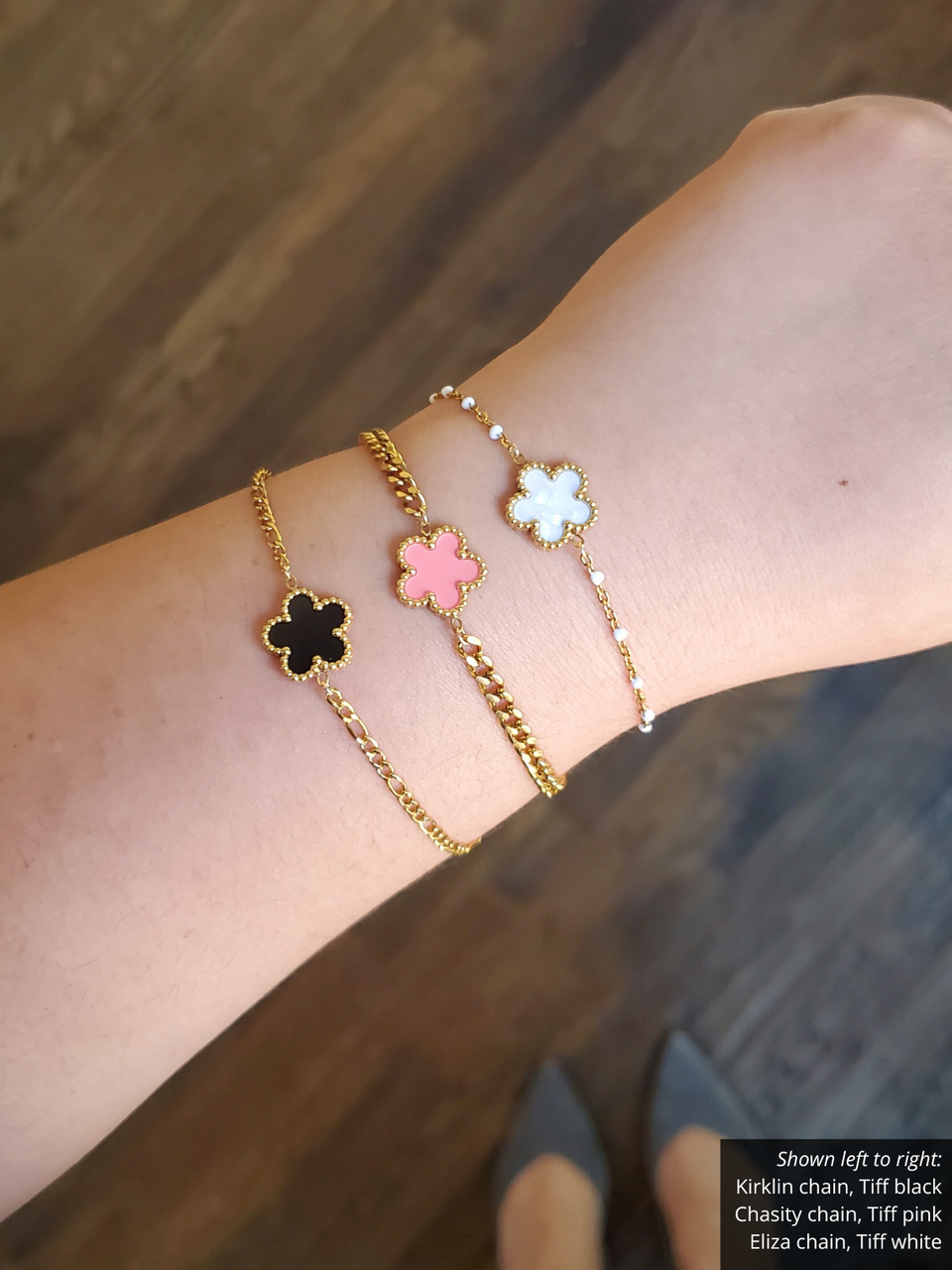 ●tow tow archive● Full Clover Bracelet Blush TBH22ABTB005 Stainless Steel Clover Butterfly Flower Bracelet Connector