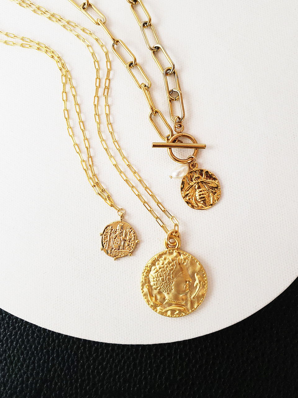 Zola Matte Gold Ancient Coin Necklace Pendant