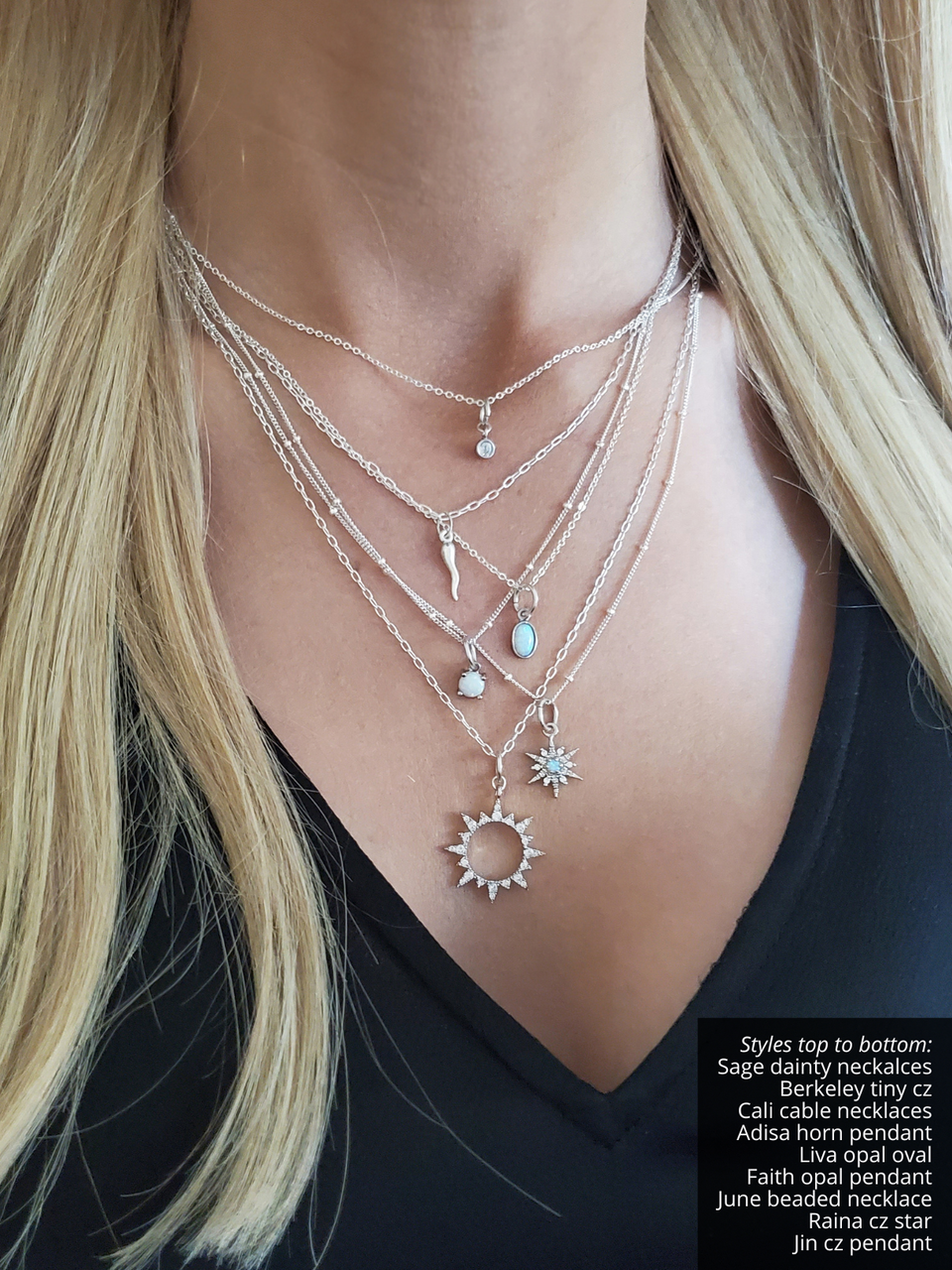 Sterling Silver Layering Necklace Collection, 5 Styles