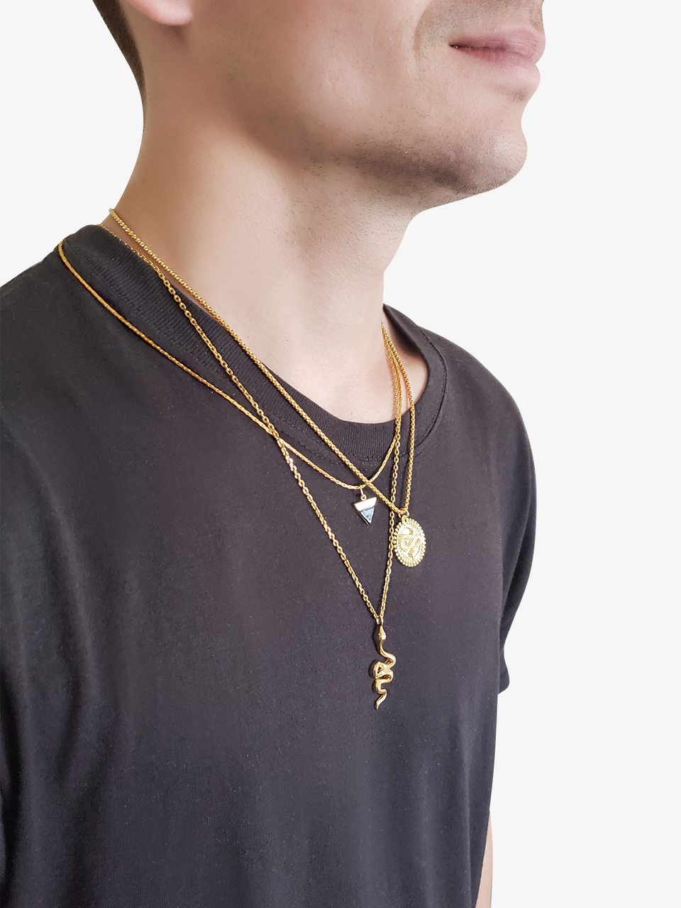 Men's Gold Slithering Snake Necklace Pendant