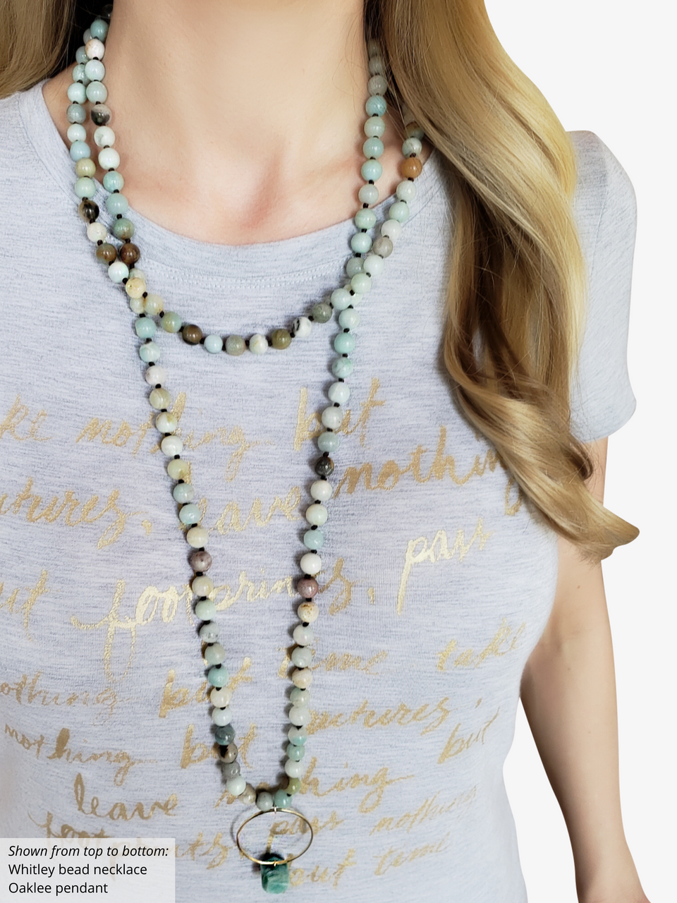 Blue and Brass Bead Crystal Tear Drop Necklace - Elements Unleashed