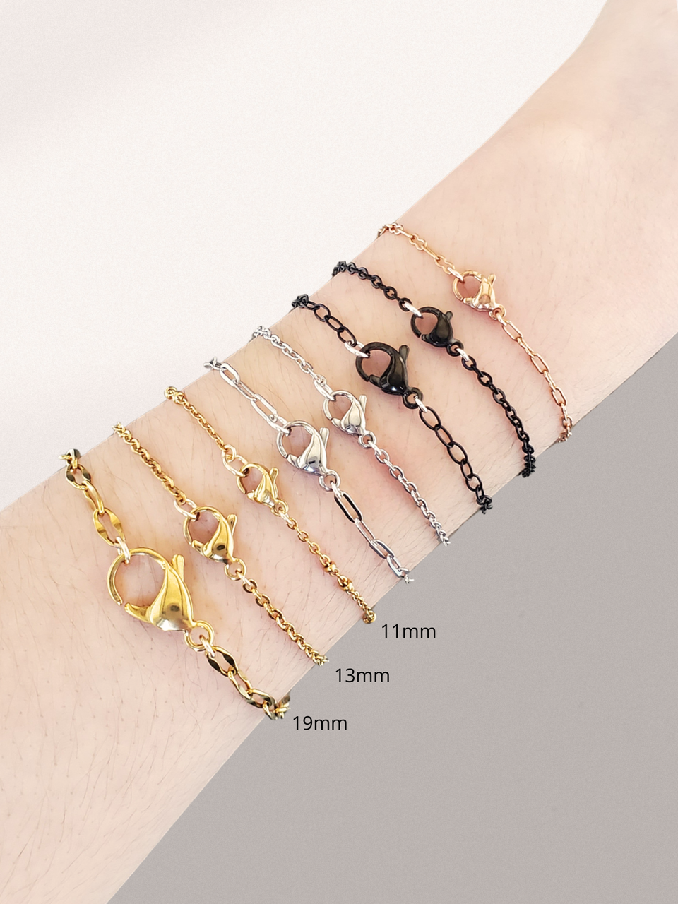 アクセサリー non Cassidy 11mm, 13mm, and 19mm PVD Stainless Steel Lobster Clasp, 3
