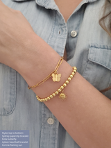 Evita Gold Butterfly Bracelet Charm, PVD Stainless Steel Evita Gold Butterfly Bracelet Charm, PVD Stainless Steel