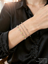 Beaded Colorful Enamel Unfinished Bracelet Chains, PVD Stainless Steel