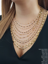 Gold PVD Stainless Steel Unfinished Necklace Chain, Black and White Enamel Collection