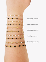 Gold PVD Stainless Steel Unfinished Bracelet Chain Collection, 10 Black and White Styles