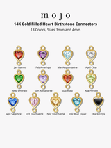 Aubree Gold Filled Cubic Zirconia Heart Birthstone Connectors, 3mm and 4mm