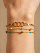 Noreen Triple Heart Connector, Gold and Silver PVD Stainless Steel