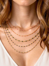 Eliza Unfinished Necklace Chain, PVD Stainless Steel Enamel, Orange Green Pink Blue Gray