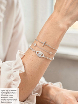Winnie Eye Connector, Sterling Silver Cubic Zirconia