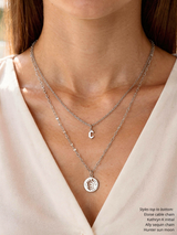 Kathryn Old English Silver Initial Necklace Pendant, PVD Stainless Steel