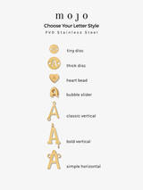 Choose Your Gold Letter Style A-Z Initial Bracelet Charms, PVD Stainless Steel