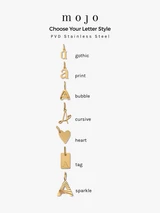 Choose Your Gold Letter Style A-Z Initial Pendant Charms, PVD Stainless Steel
