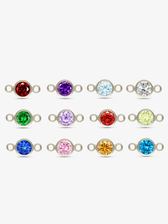 Berkeley Sterling Silver Birthstone CZ Necklace Connector, 13 Color Options