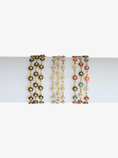 Sable Unfinished Daisy Bracelet Chain,  Gold PVD Stainless Steel 3 Color Options