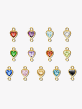 Aubree Gold Filled Cubic Zirconia Heart Birthstone Connectors, 3mm and 4mm