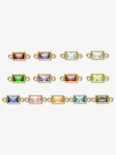 Alix Gold Filled Cubic Zirconia Rectangle Birthstone Connectors, 3mm and 4mm