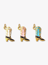 West Gold Boot Necklace Pendant, PVD Stainless Steel and Enamel