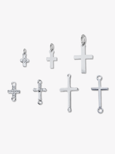 Cross Charm Bracelet Collection, 7 Sterling Silver Styles