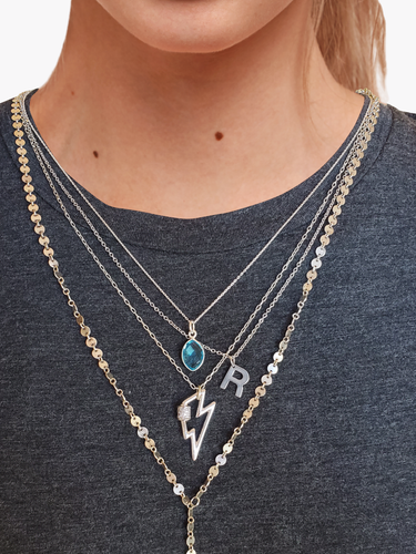 Susan Silver PVD Stainless Steel Cutout Letter Necklace Pendant