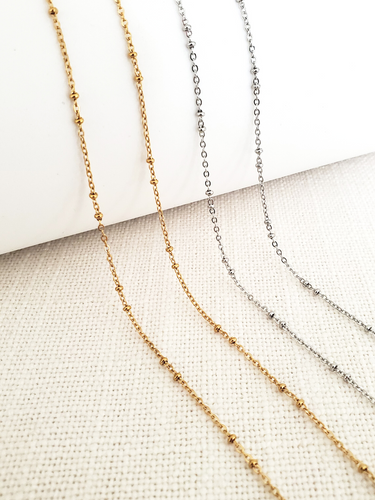 Finn Unfinished PVD Stainless Steel Beaded Satellite Chain, Gold or Silver