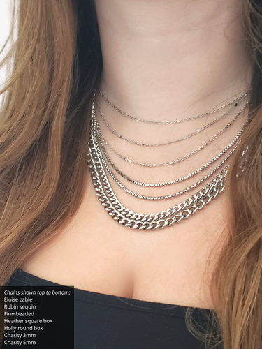 Silver Stainless Steel Unfinished Chain Collection, 6 Style Options