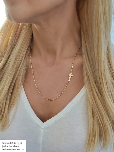 Avis Cross Connector Necklace Pendant, 14K Gold Filled and 925 sterling silver