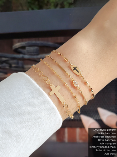 Avis Cross Bracelet Connector, Gold Filled or Sterling Silver