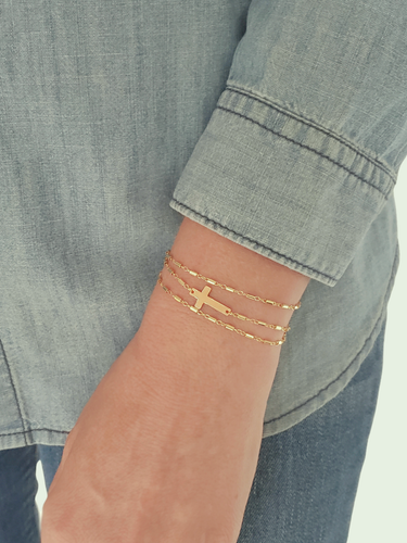 Avis Cross Bracelet Connector, Gold Filled or Sterling Silver